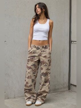 Y2K TNA Camo Wide-Leg Cotton Twill Utility Pants